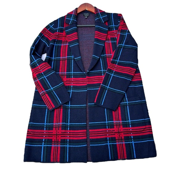 TALBOTS MERINO WOOL COATIGAN - CABIN PLAID, SMALL, OPEN FRONT - Picture 5 of 13
